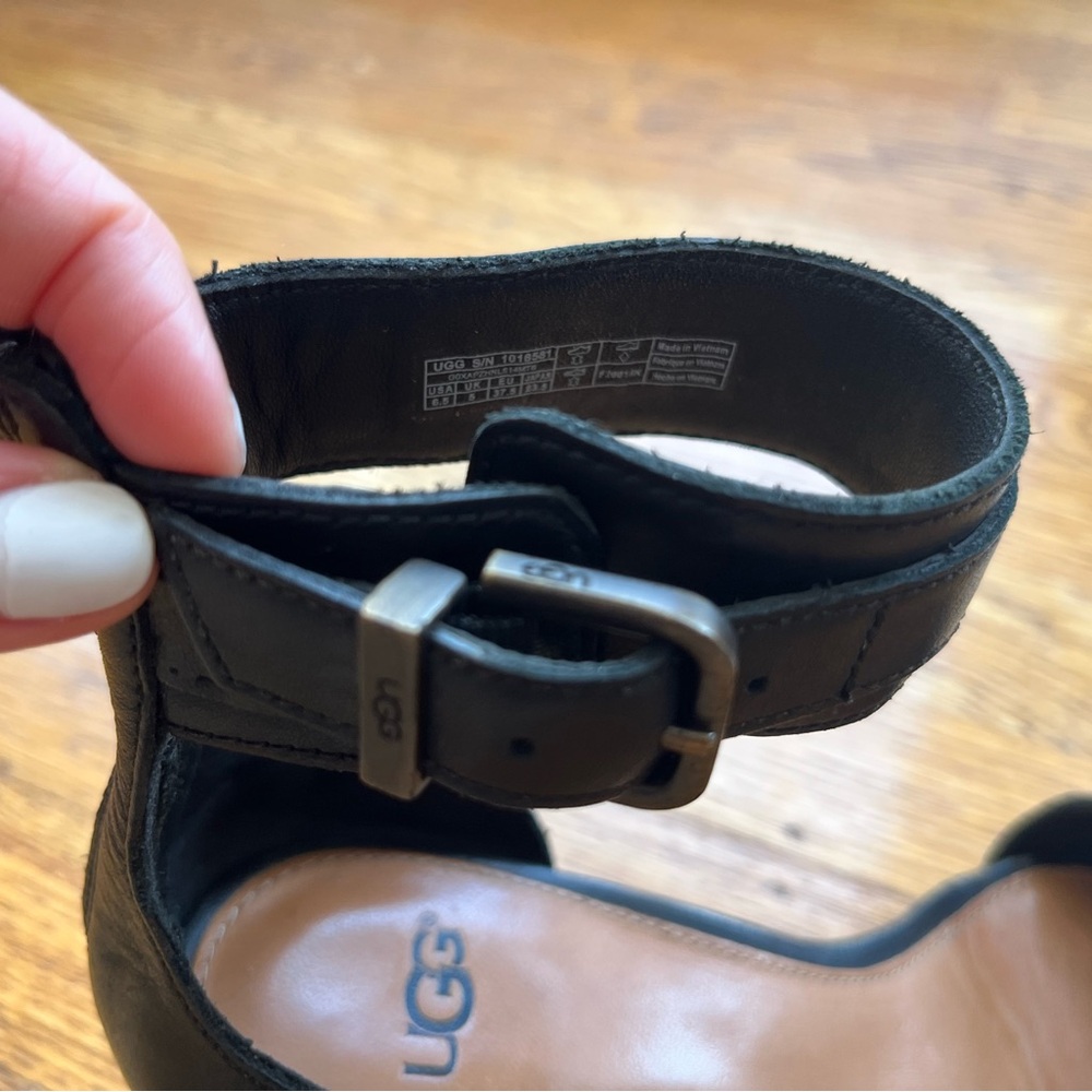 UGG Women's Black Leather Sandals - Picture 3 of 16